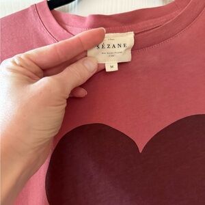 Sézane Red Heart Print Tee